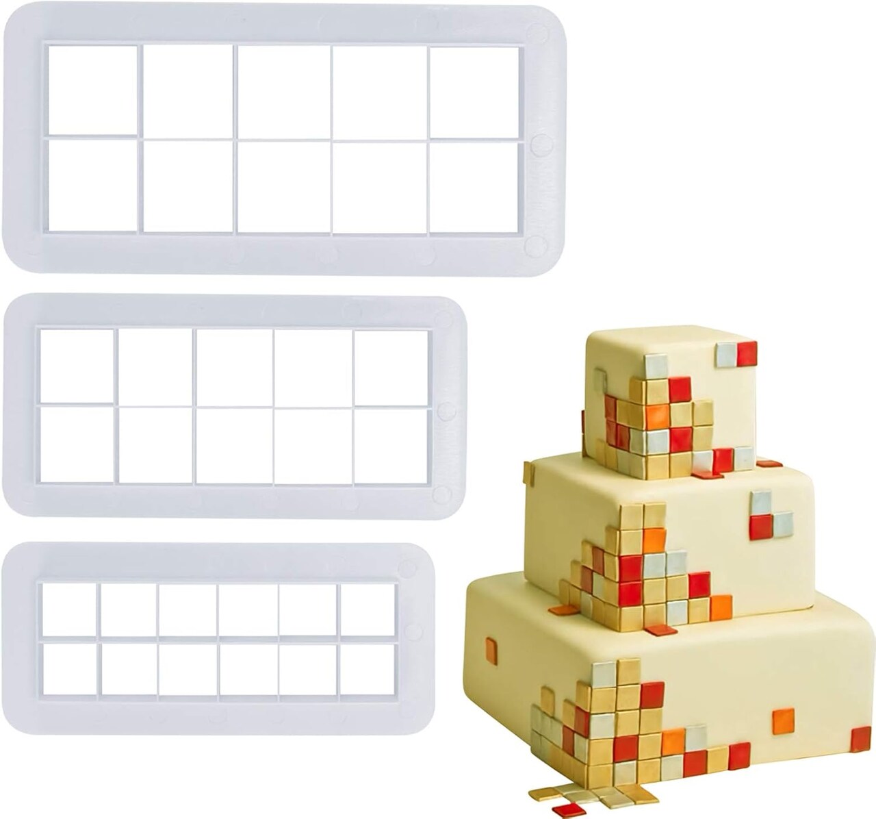 Square Cookie Cutter - Geometric Multicutter-Square Cake Fondant Cutter - 3 Size,Square Biscuit Cutters,Novel Creative Cake Decorating